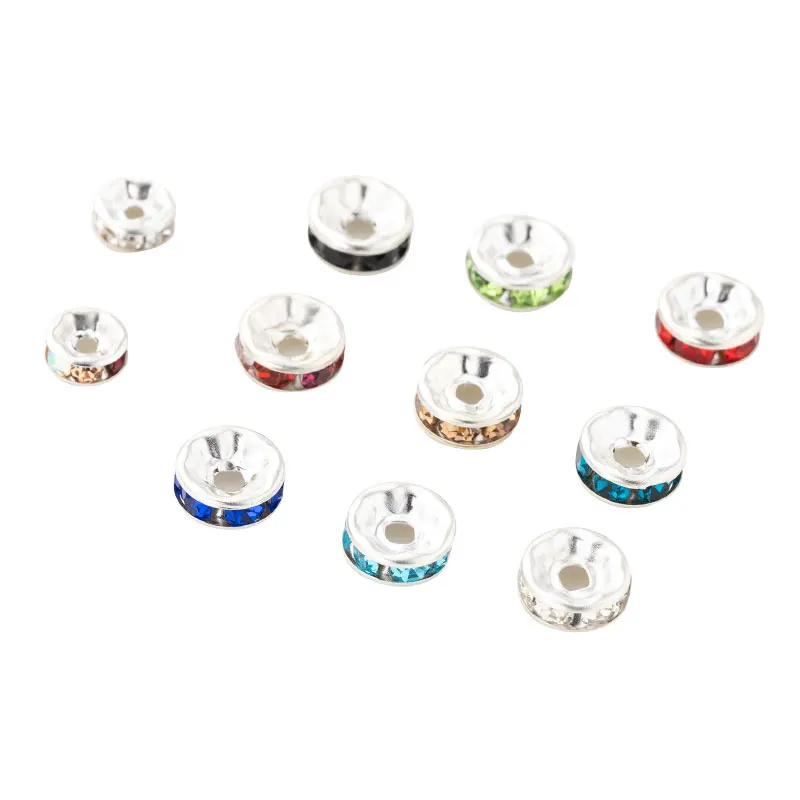 

Fashion 6/8MM Rhinestone Alloy Jewelry Ring Bead Making Metal Bead Spacer Necklace DIY Accessories