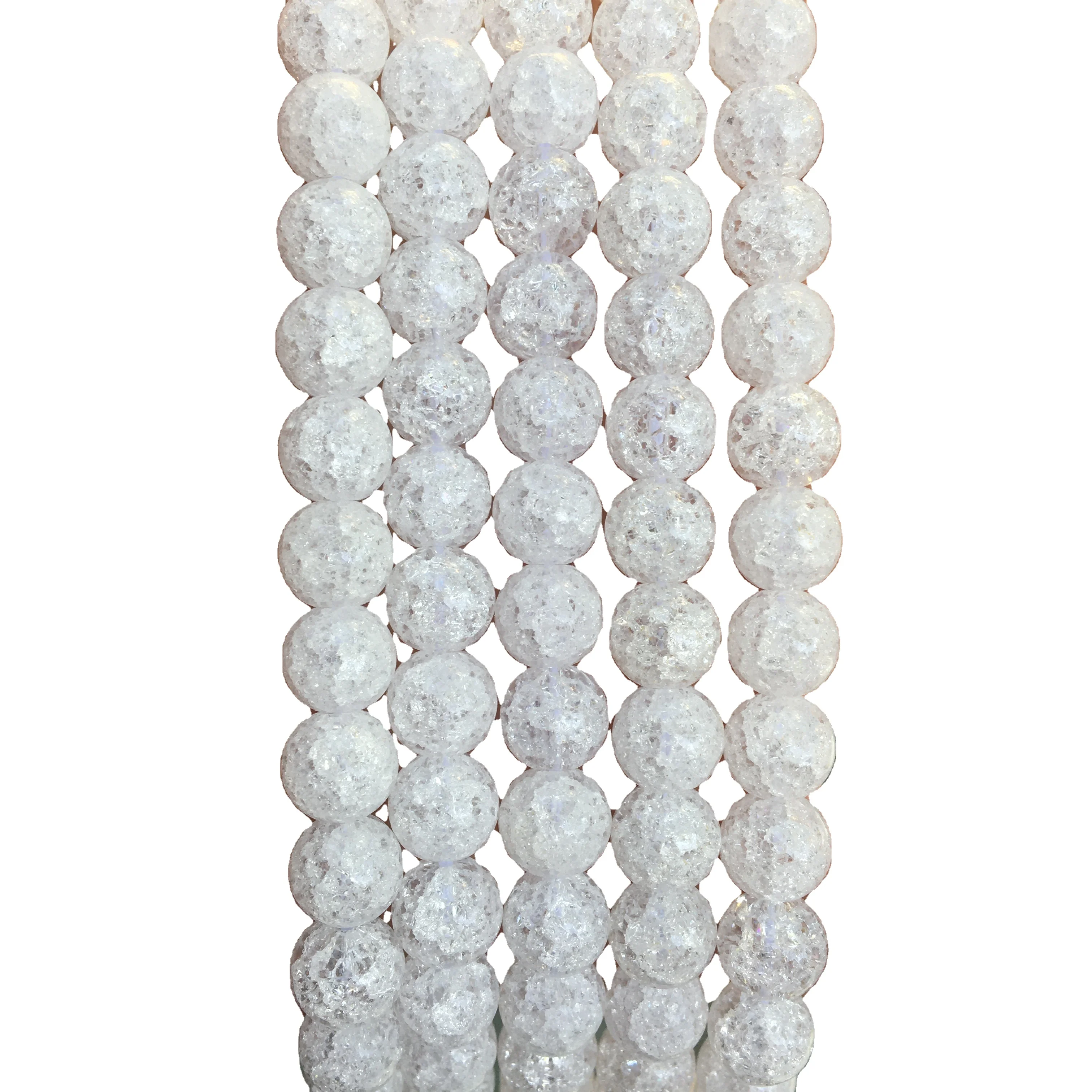 

White Popped Beads Loose Beads Round Beads Wholesale DIY Jewelry Accessories Clear Crack Quartz