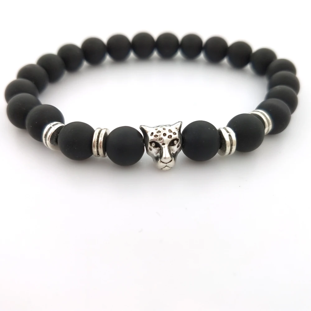 

Fashion Bead Bracelets Men New Matte Black Stone Mythical Animal Lucky Bracelets