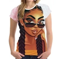 

Women T-Shirts Summer Short Sleeve Shirt Ladies Black Art African Girls Printing Tee Shirt Females Tops Tees