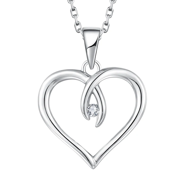 

2022 Customized 925 sterling silver two tone heart shape pendant pendants for stone jewelry heart necklace