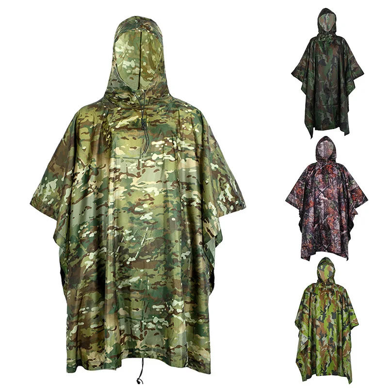 

Military impermeable camo raincoat , waterproof raincoat poncho, multi-functional PVC rain poncho army, Camouflage