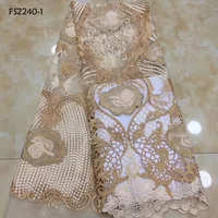 

Water soluble embroidery flower net lace fabrics gold french lace 2019 cord lace fabric for nigerian party