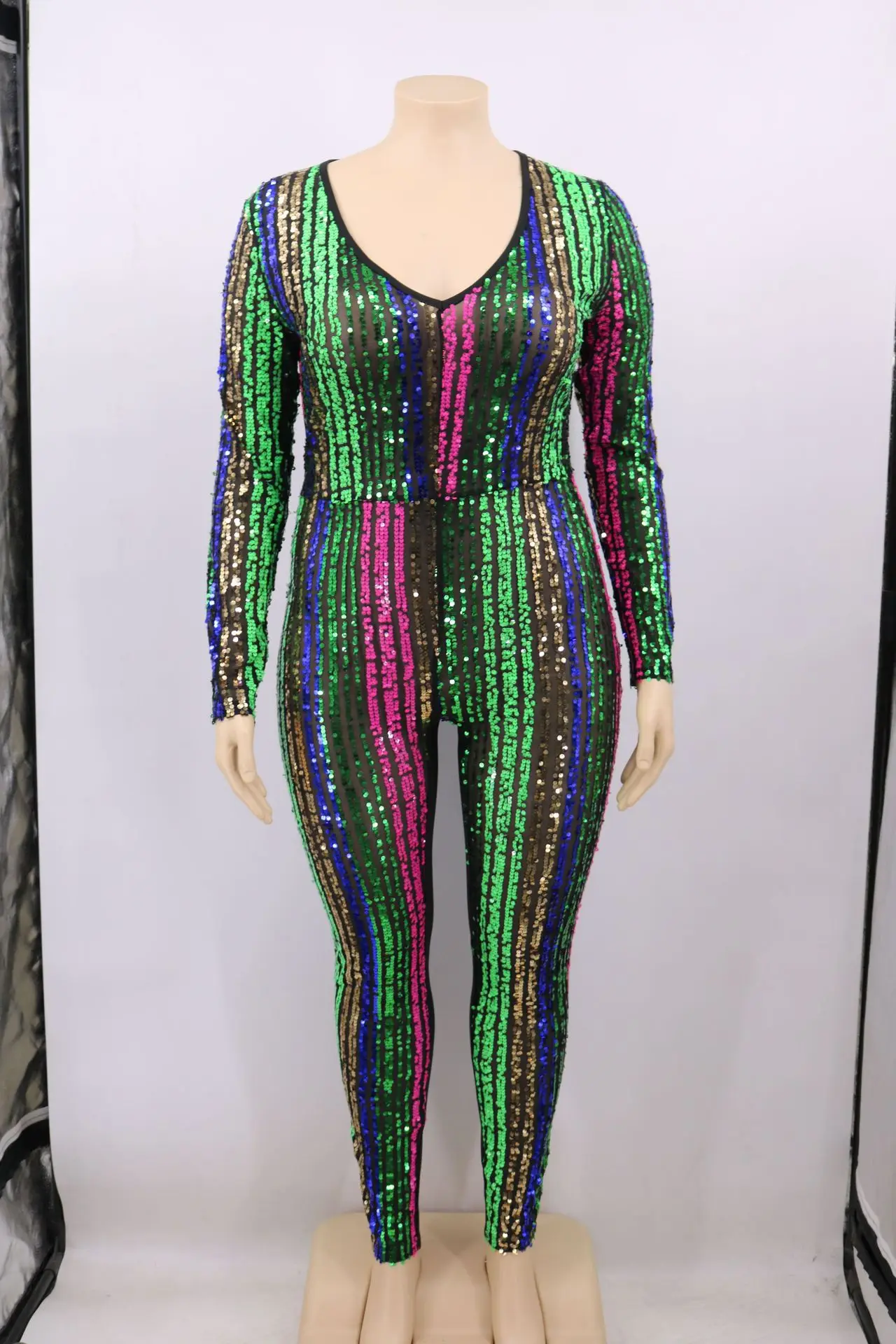 women's fashion casual sexy sequin beaded  Plus size jumpsuit