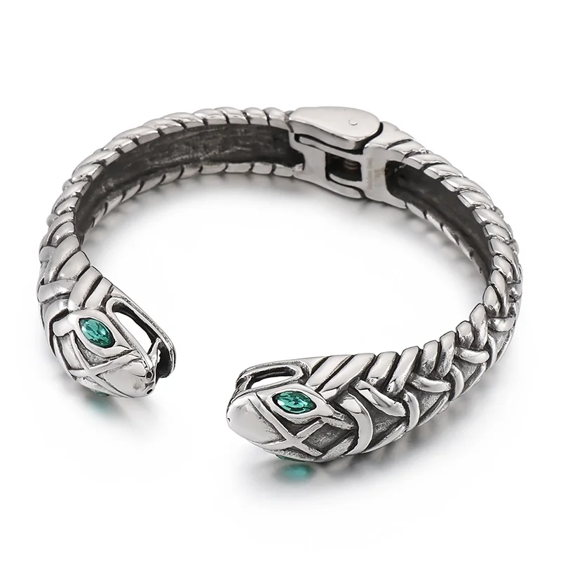 KALEN Stainless Steel Cuff Bracelet Fashion Mens Snake Charm Cuff Bracelets Bangle