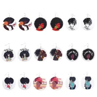 

2019 fashion colorful afro girl wood african women earrings