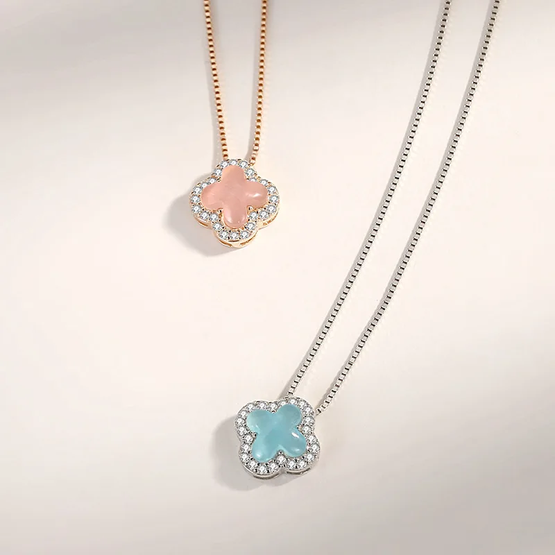 

Female Necklace Fashion Ladies 2 Colors Jewelry Four Leaf Clover Pendant Necklace