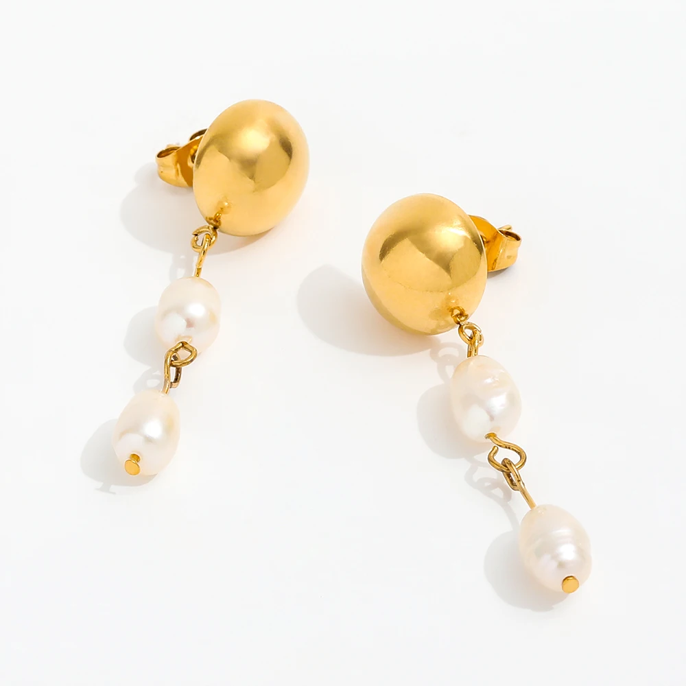 New Joolim Freshwater Pearl Dangle Earring Stainless Steel Drop Earring Wholesale Trendy Jewelry