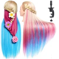 

28" Rainbow Synthetic hair dummy training head Manikin Cosmetology Doll Head hairdresser training head