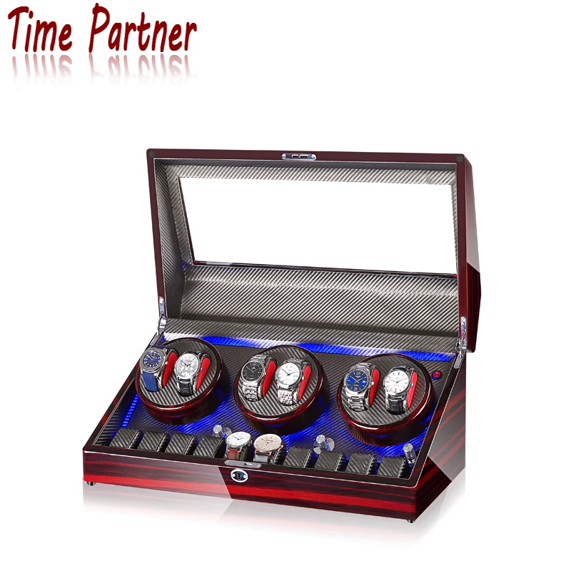 

Time partner Customized Leather Organizer Collection Square Men Watch Packaging Display Case Box Luxury Gift Acrylic Logo