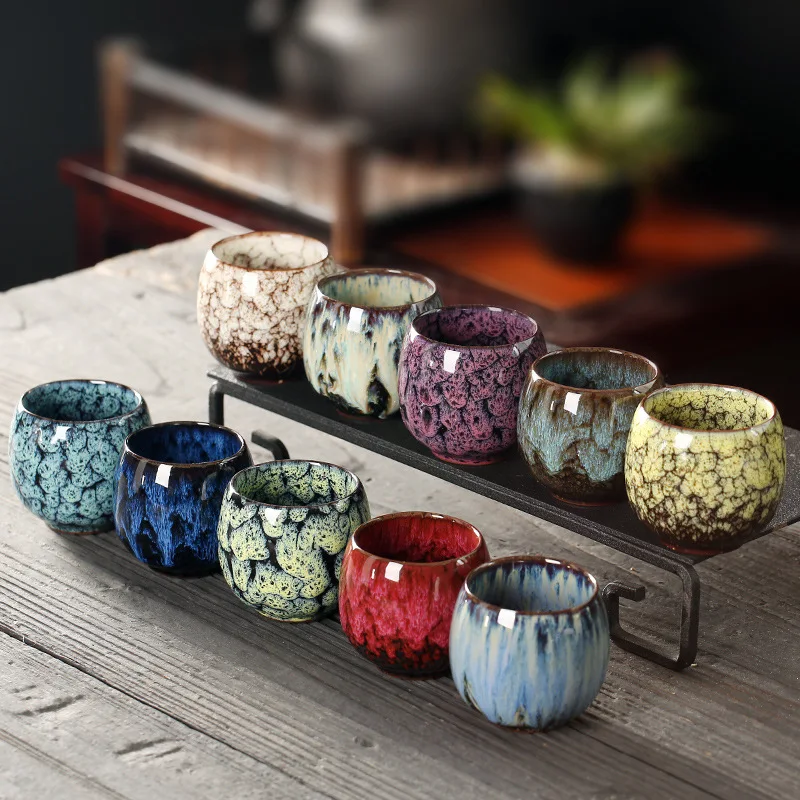 

China Ceramic Tea Cup Porcelain Kung Fu Cups Set Pottery Drinkware Tableware Wholesale Egg Style, 11colours