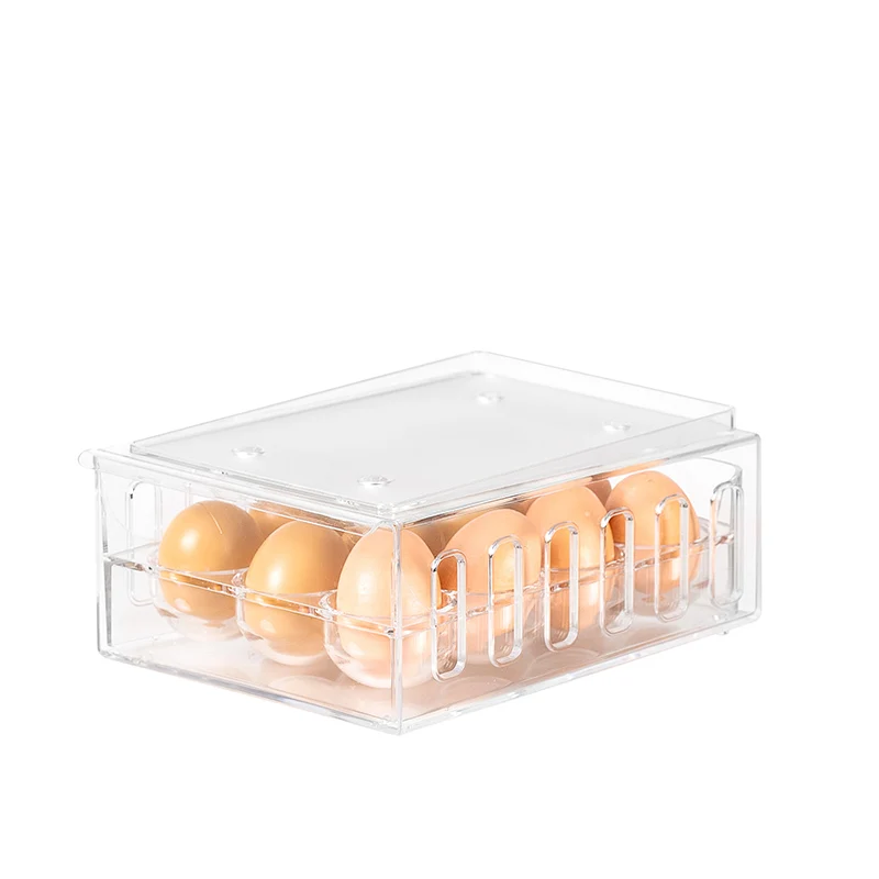 

Transparent plastic egg boxes holds up to 12 eggs