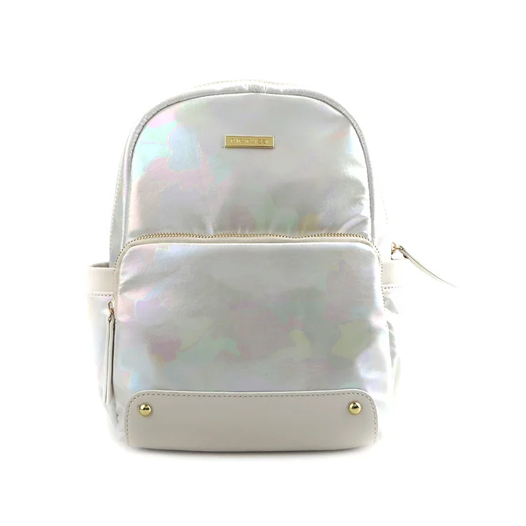 

#10685 Made in Myanmar TAX FREE Shining camouflage grain faux leather wholesale lightweight travel backpack colorful, White, various colors available