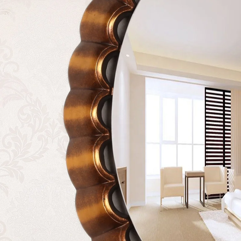 MOK wall mounted polyurethane framed wallround oval mirror for bathroom