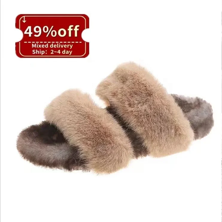 

Wholesale Cheap Furry Faux teddy bear Fur slippers Girls Sandals Imitation Fox Fur Slides, Please contact customer service to choose your preferred color