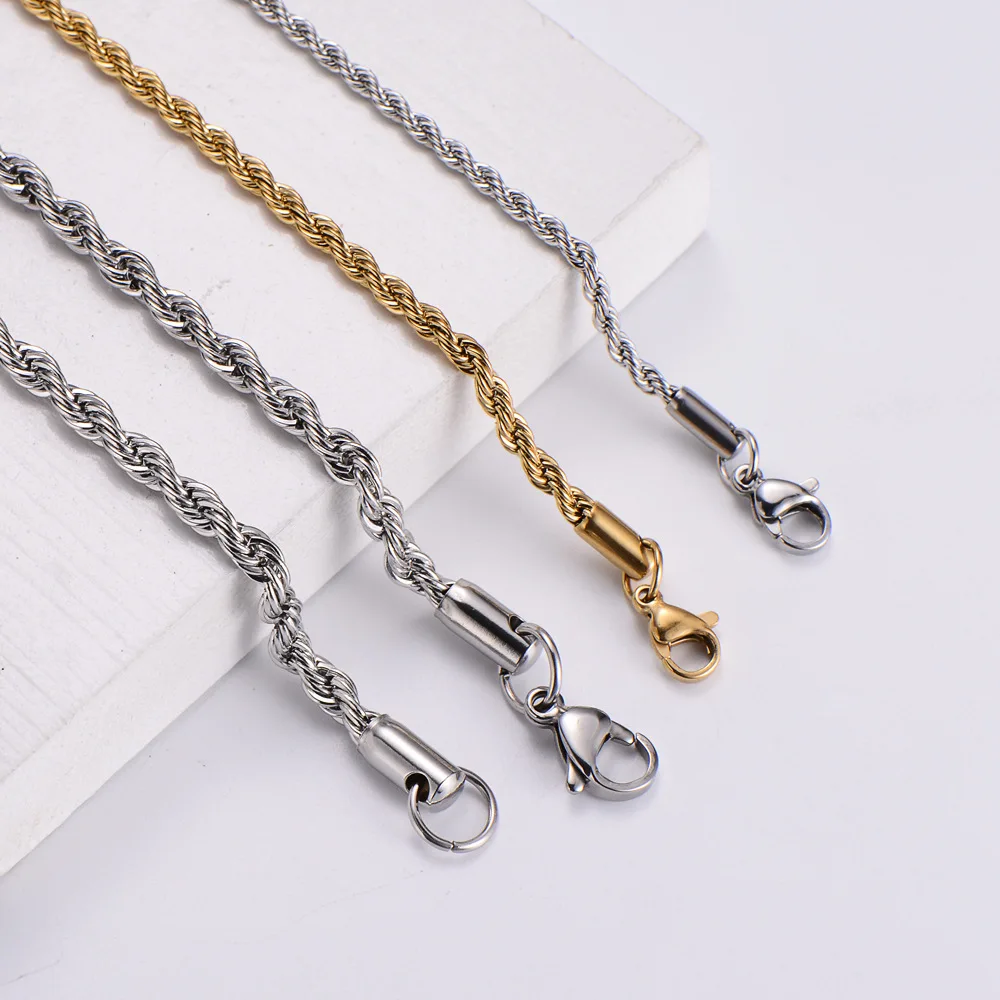 

Wholesale cadenas acero inoxidable cadenas de cuerda Stainless Steel PVD Plating 18k Gold Rope Chain, 18k gold, silver