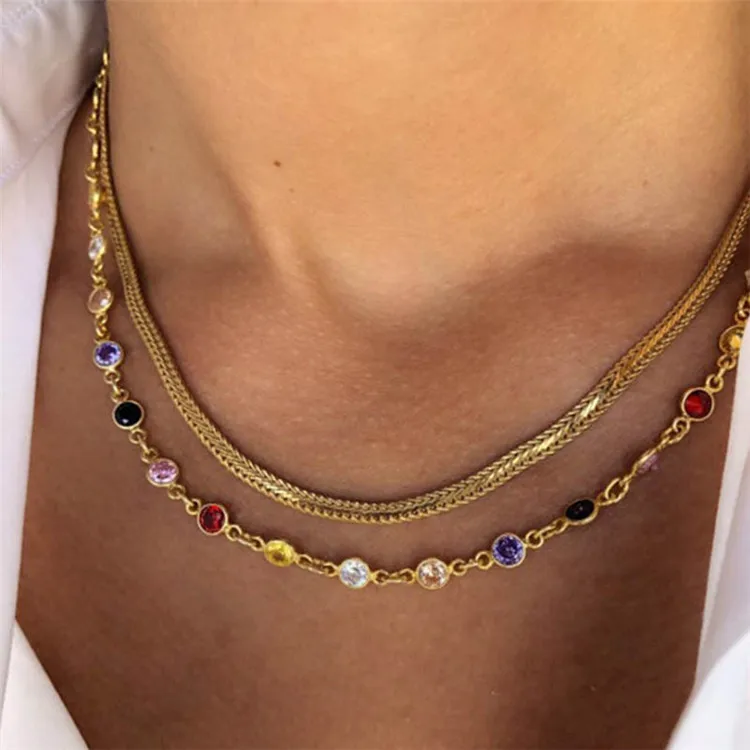 

European And American Long Bohemian Color Rhinestone Chain Personalized Necklace High Quality Necklace