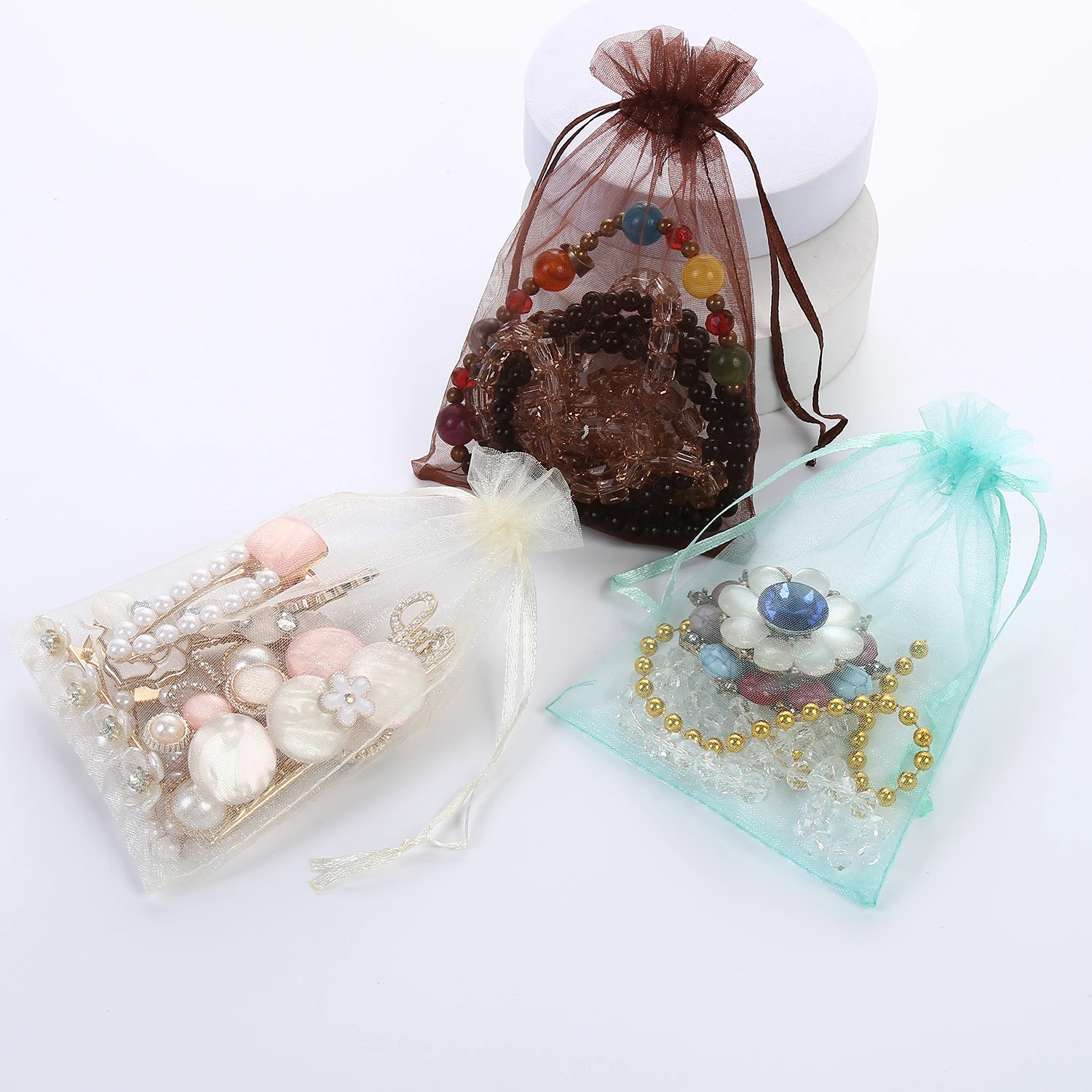 

Organza Bags With Drawstring Jewelry Bag Pouches 17*23Cm Can Be Customized Jewelry Pouches Necklace, 21 color options