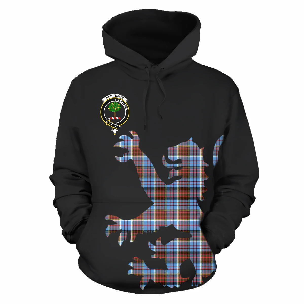 

Scotland Anderson Clan Tartan Lion & Thistle Printed Vintage Hoodie Pullover Sweatshirt For Male Plus Size Casual Hoodies, Customized color