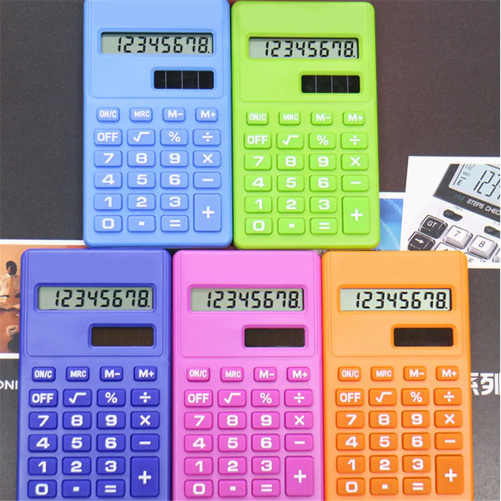 

Mini Calculator 8 Digits Display Dual Power Supply Cartoon Candy Calculadora Solar Hesap Calculatrice Solaire