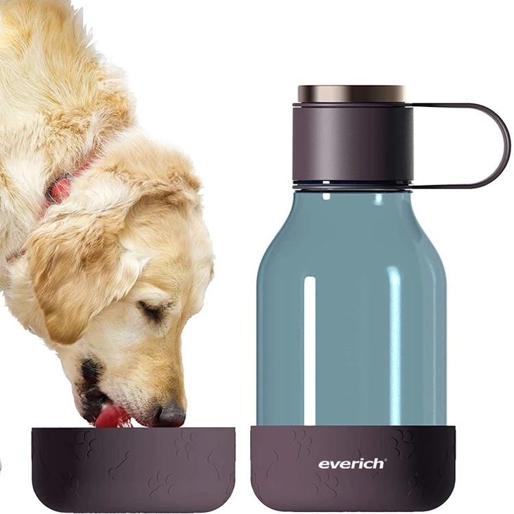 

New design dog water bottle dog bowl feeder Tritan Water Bottle with Dog Bowl Attached 50oz plastic Sports Water Bottle