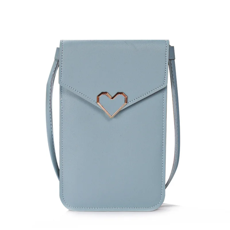 

2021 New Student Hasp Women's Packet Heart Shaped Decoration Transparent Touch screen Simplicity Classical Mobile Phone Bags