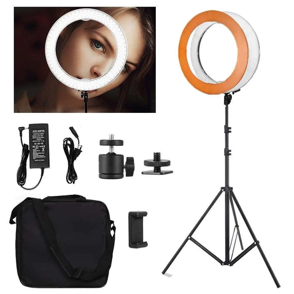 

Selens Ring Light 18"/48cm Dimmable Led 3200-5500K Photo Studio Light For Makeup Photography Studio Lighting VIdeo Recording, White