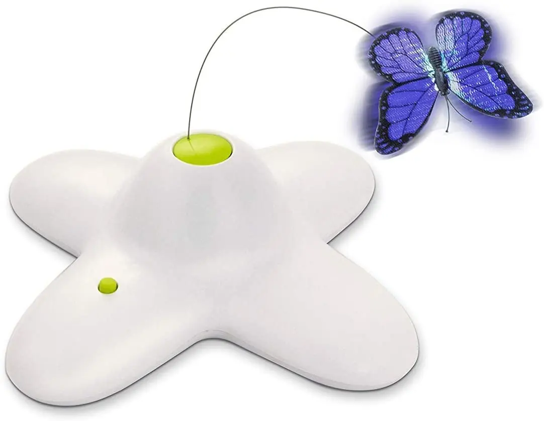 

All For Paws 2021 New Design Cat Accessories 360 Degree Automatic Butterfly Rotating Interactive Cat toy, As photos