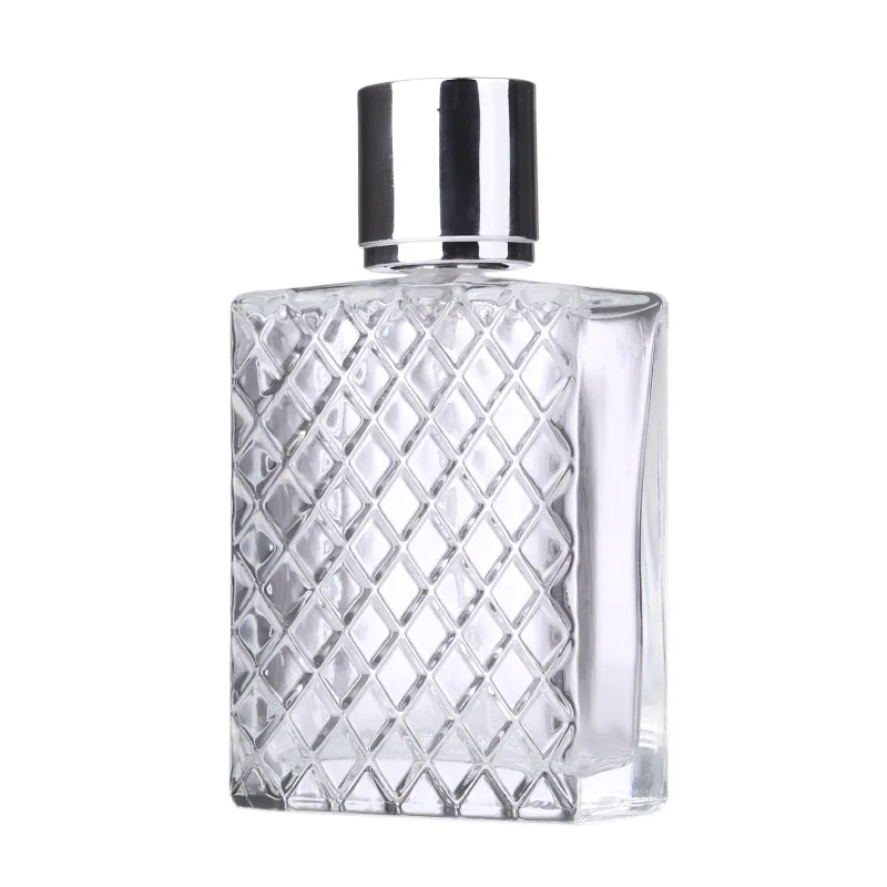 

Wholesale empty 100 ml glass refill bottle square crystal glass perfume bottle