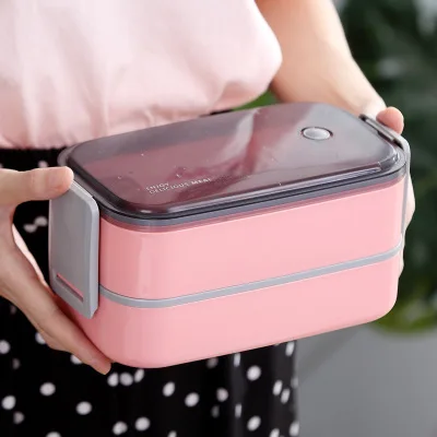 

Bento Box Stainless Steel Metal Thermal Lunch Kids School Lunch Box Container Plastic And Stainless Steel Storage Box, Pink ,white, blue