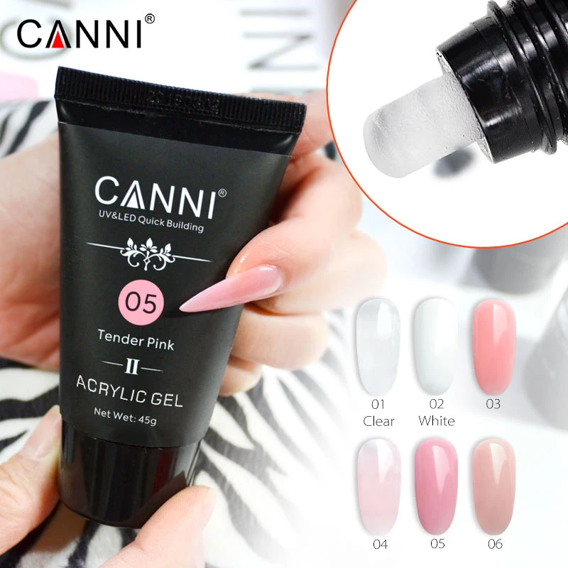

2023 NEW Nail art CANNI poly Acrylic Gel 6 color 45g extend camouflage soak off natural clear soft cover poly nail gel thick gel
