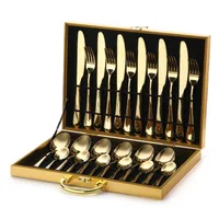 

Z1300 Stainless Steel Luxury Flatware Set Dinner Set Tableware Knife and Fork Spoon Gift Gold Plated Cutlery Set