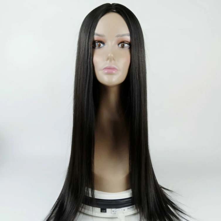 

Wholesale Price Long Silky Black Wig for Women Party Middle Part Scalp Wig Daily or Cosplay Ladies Hair Style Synthetic Wigs, #1b,#blonde,#brown,#light brown