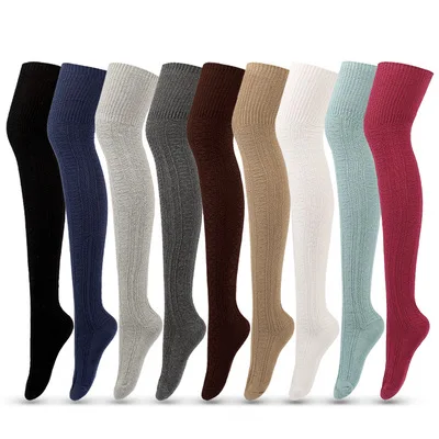 

Wholesale custom women over the knee solid colors cotton young long women thigh high socks for ladies, Custom color