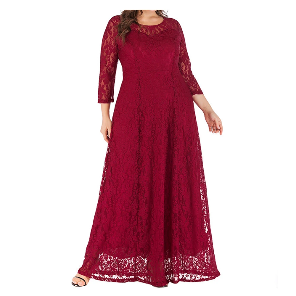 

New arrival plus size party muslim dress lace hollowed-out islamic clothing long-sleeved middle east abaya