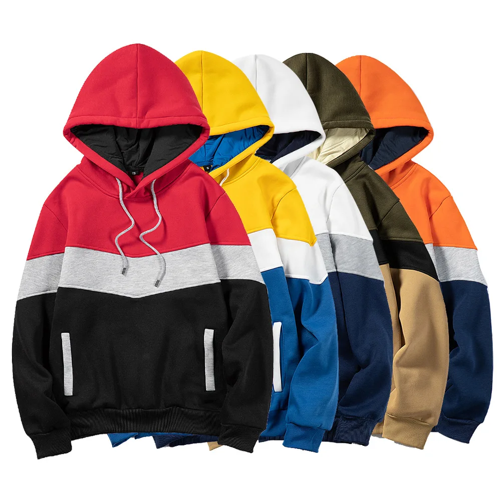 

Men's Hoodies Autumn Patchwork Polyester Hoodie Tracksuit Long Sleeve Pullover Sweatshirt Hoodies, 12 colors