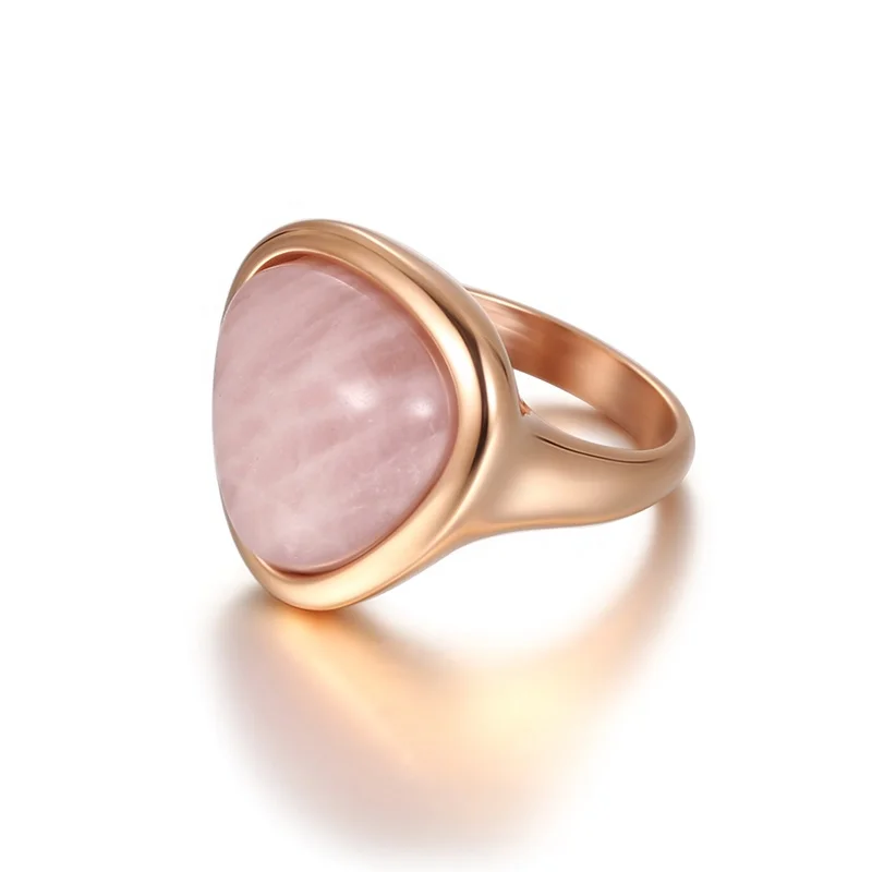 

MICCI Jewelry 18K Gold PVD Plated Stainless Steel Rose Quartz Sapphire Blue Stone Natural Ring for Women