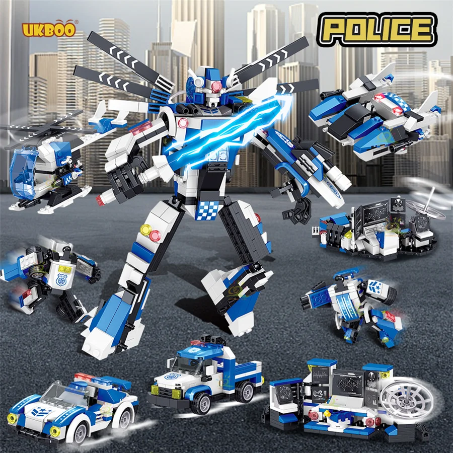 

HQB004584 620PCS Educational Boy Police Force Stormtrooper Robot SWAT Policemen Robot figures Bricks Toys for Children Gifts