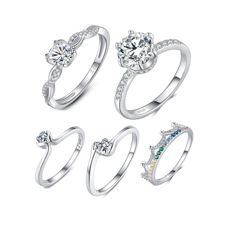 

Rings Custom High Quality Fashion Women Finger Adjustable Wedding Engagement Ring 925 Jewelry Sterling Silver diamond Rings