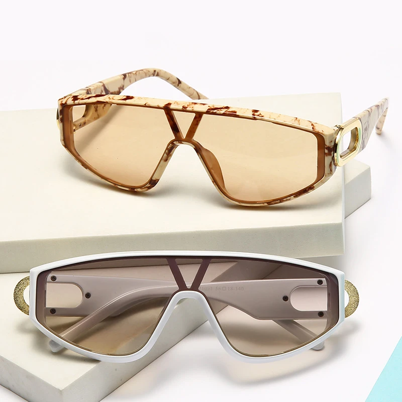 

Latest Style Fashion Metal Hollow Design One-piece Trendy Shades Oversized Sun Glasses River Men Sunglasses, As the picture shows