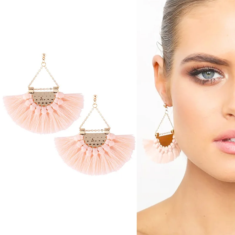 

2021 fashion retro Pendant Earrings national fan Tassel Earrings