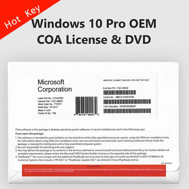 

Windows 10 professional Win 10 pro English Language oem full package stable supply DHL free shipping won't blocked key