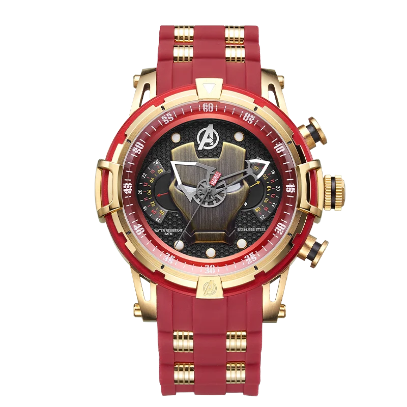 

Original Marvel Authorized Latest Silicone Band Men Wrist Watch 2020 Gold Watch with Leather Box