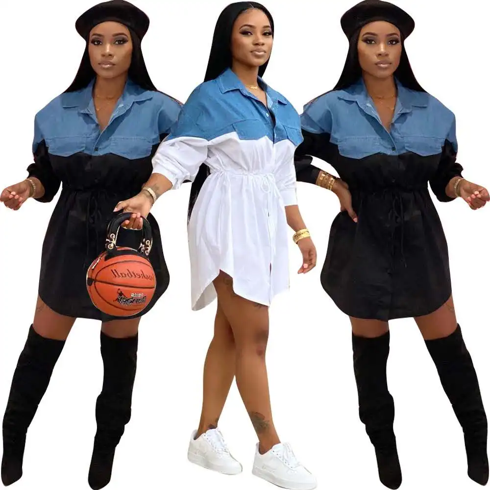 

Office Lady Women Female Ladies Long Sleeve Deep V Shirt Dress Sexy Mini Beach Dress Elegant Sexy Party Dress New, White/black