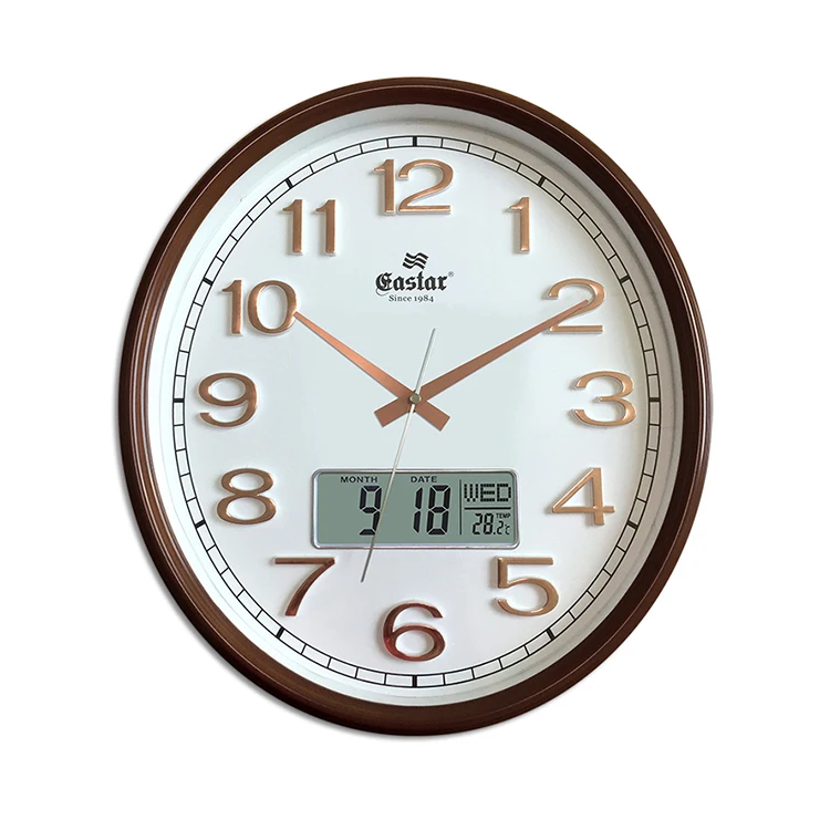

Oval plastic 3D digital calendar wall clock with temperature and humidity display