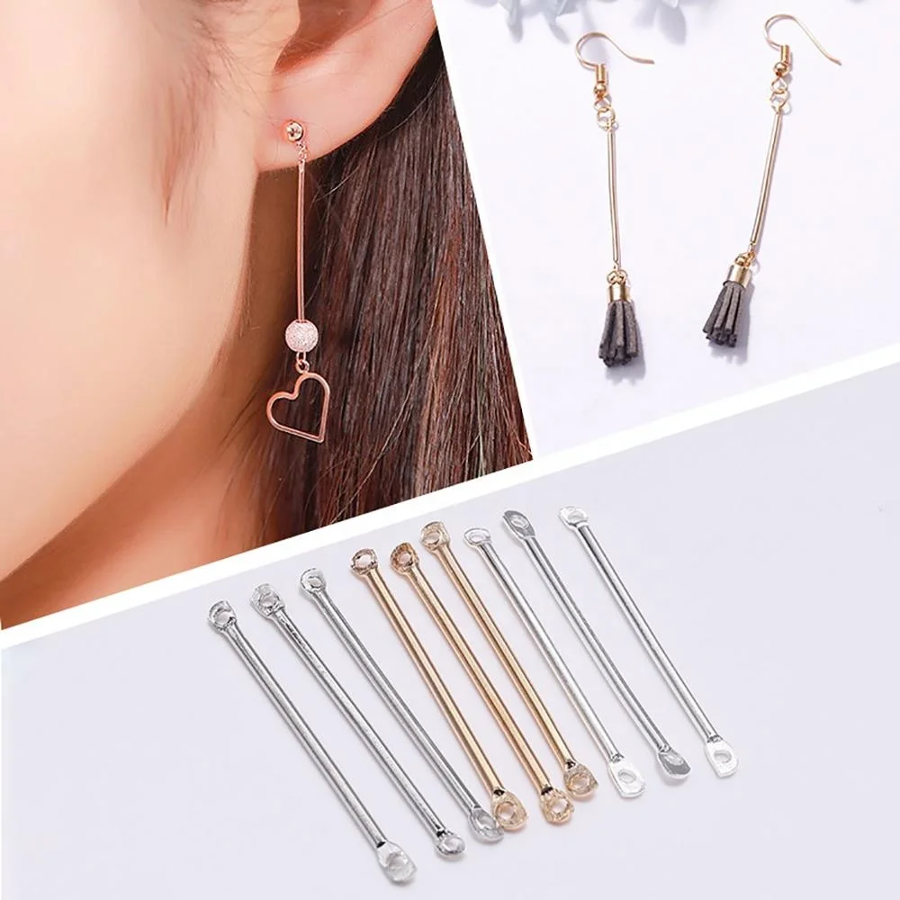 

50pcs 15 20 25 35 40mm Gold Silver Double Cylinder Bar Earrings Connecting For Jewelry Making Earring Pins Findings DIY Supplies, Gold/silver/rhodium/gunblack/black/rose gold