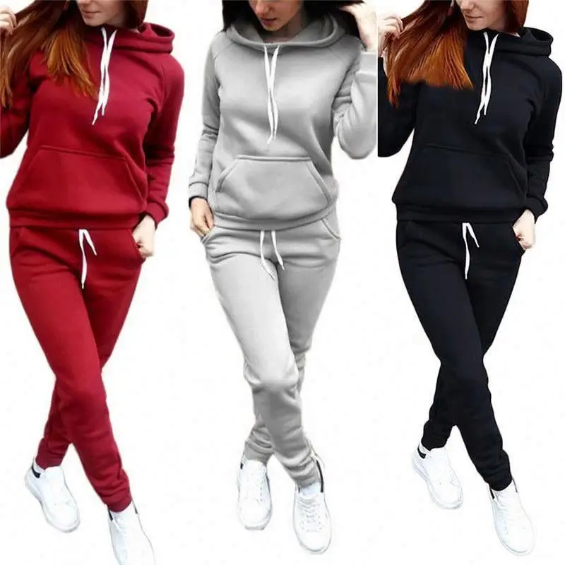 

Fashion Women Hooded Hoodies Pants Solid Tracksuit Sweatshirt Sweat Suit Sweatshirts