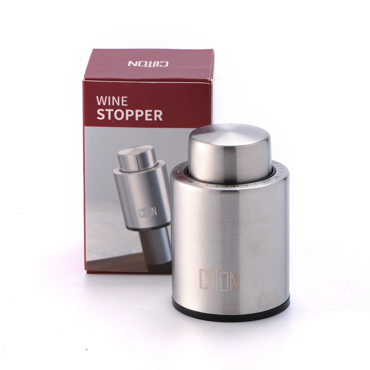 

CLITON Wine Stoppers with Vacuum, Black, bright gold, bright gray or custom