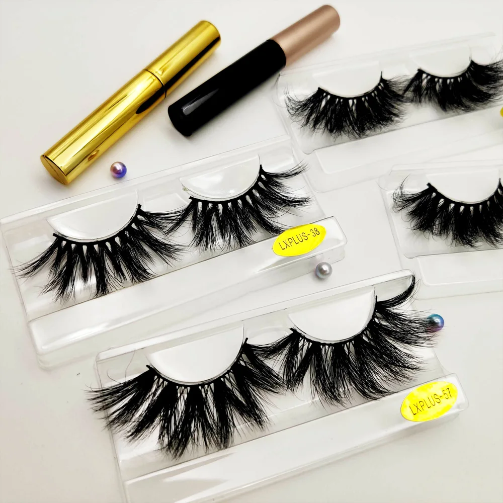

Wholesale private label hand made strip false eyelashes mink lash3D 100% real 25mm 5D Mink eyelashes luxury lashbox packaging, Natural black
