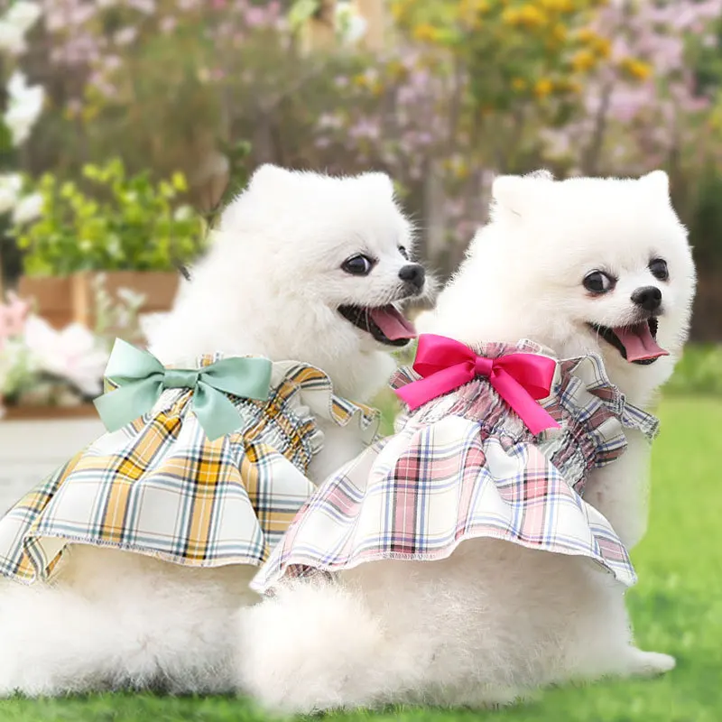 

Plaid Ruffle Summer Dresses for Pets Dogs Corgi Pomeranian Small Dogs Dresses